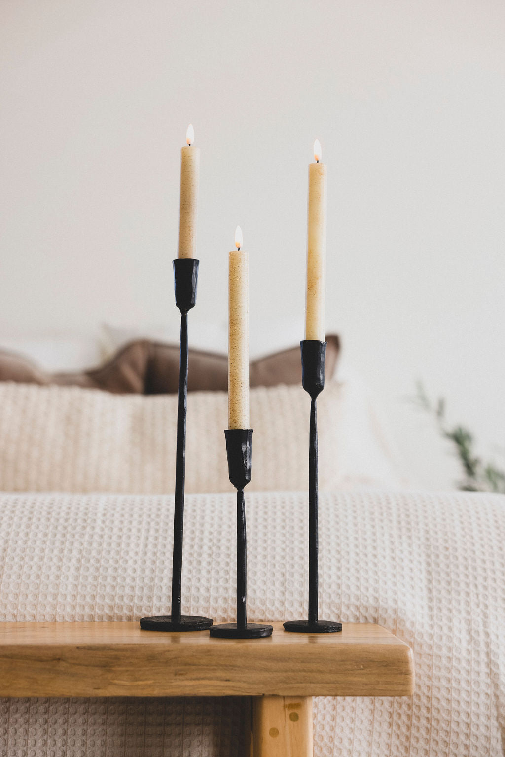 Rustic Iron Candlestick Holder - 3 Sizes