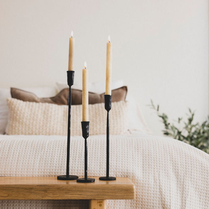 Rustic Iron Candlestick Holder - 3 Sizes