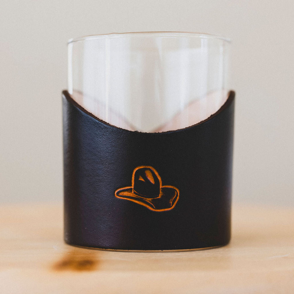 12oz Handmade Leather Wrap + Glass - 2 Styles