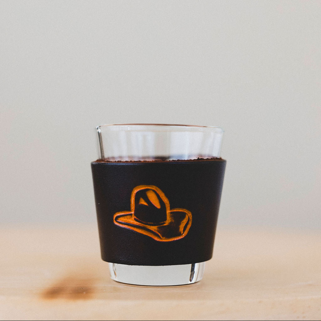 2oz Handmade Leather Wrap + Glass - 2 Styles