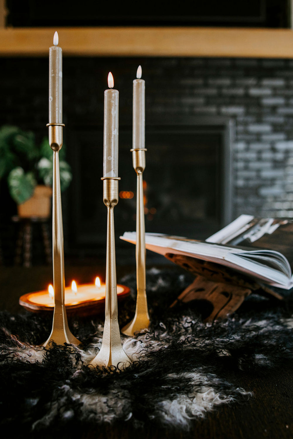 3D Flame Taper Candle - Set of 2