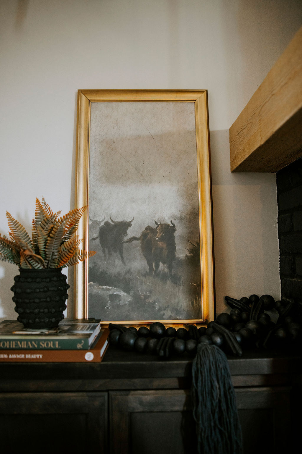 Dewy Morning Bulls Framed Artwork - 3 Sizes