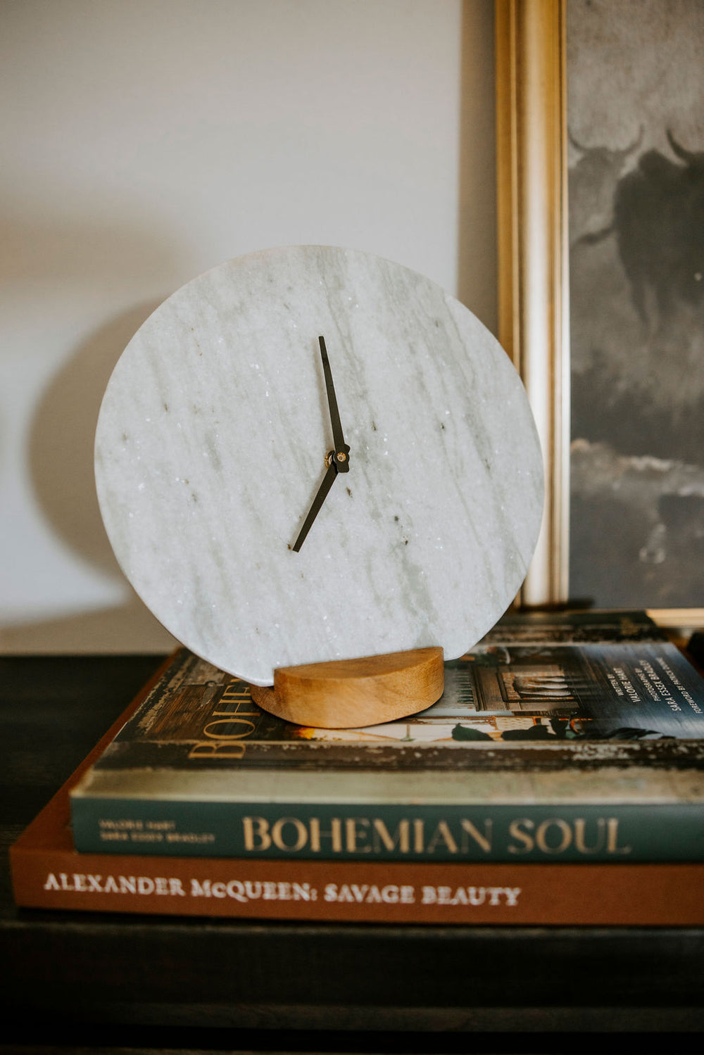 Round Marble Tabletop Clock