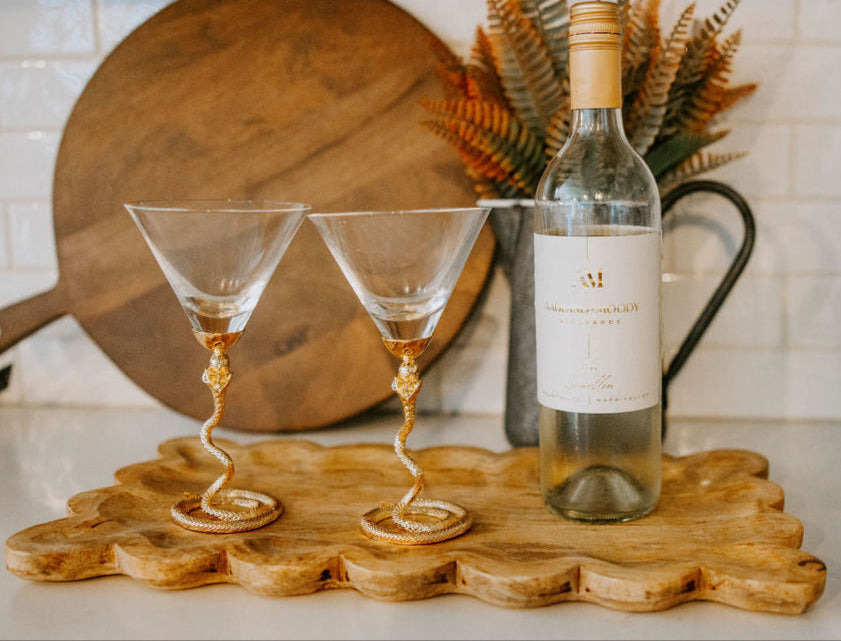 Scalloped Edge Mango Wood Tray