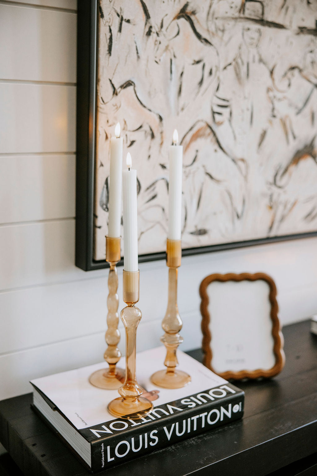Translucent Brown Glass Taper Candle Holder - 3 Styles