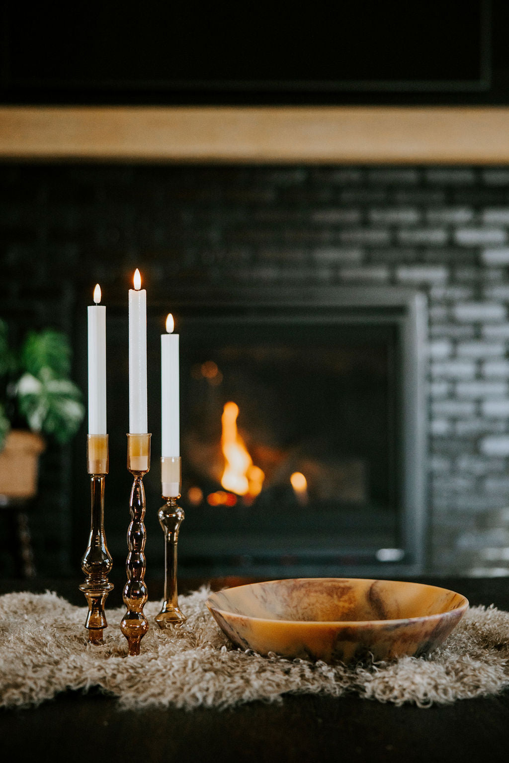 Translucent Brown Glass Taper Candle Holder - 3 Styles