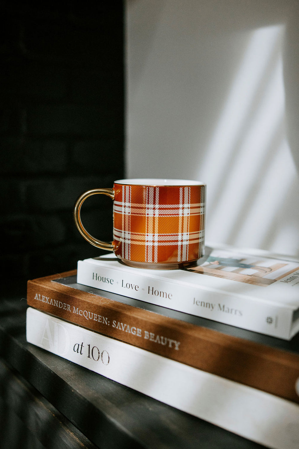 Plaid Mug w/Gold Handle