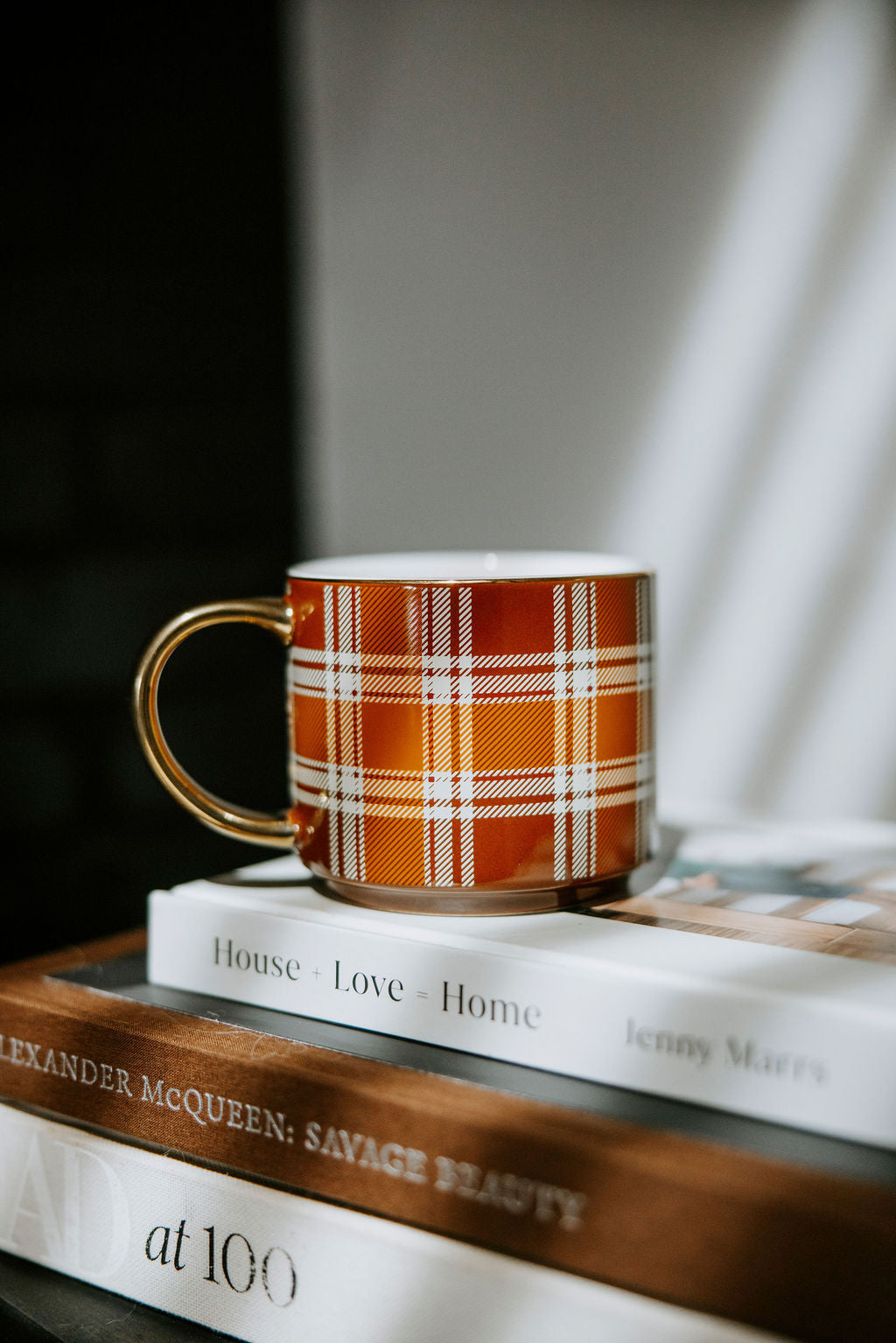 Plaid Mug w/Gold Handle