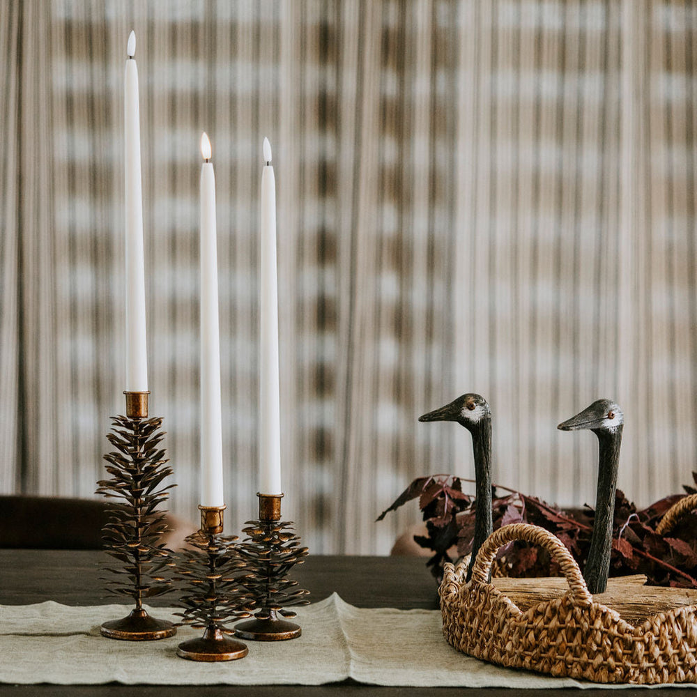 Rustic Iron Pinecone Shaped Taper Candle Holder - 2 Sizes