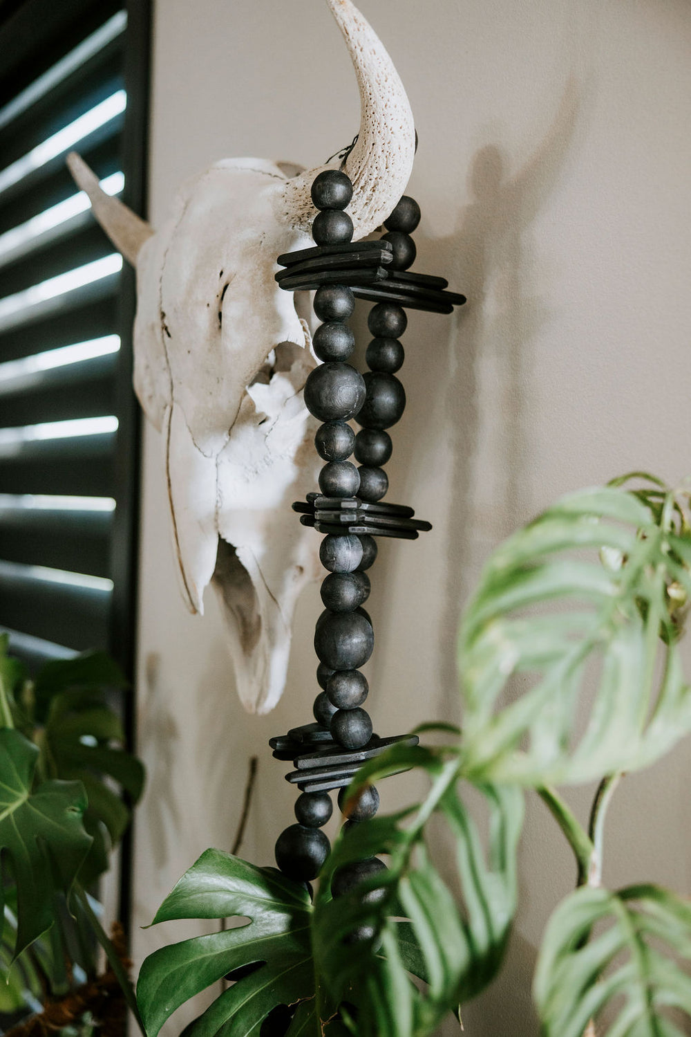 Oversized Oak Wood Beaded Garland with Tassel