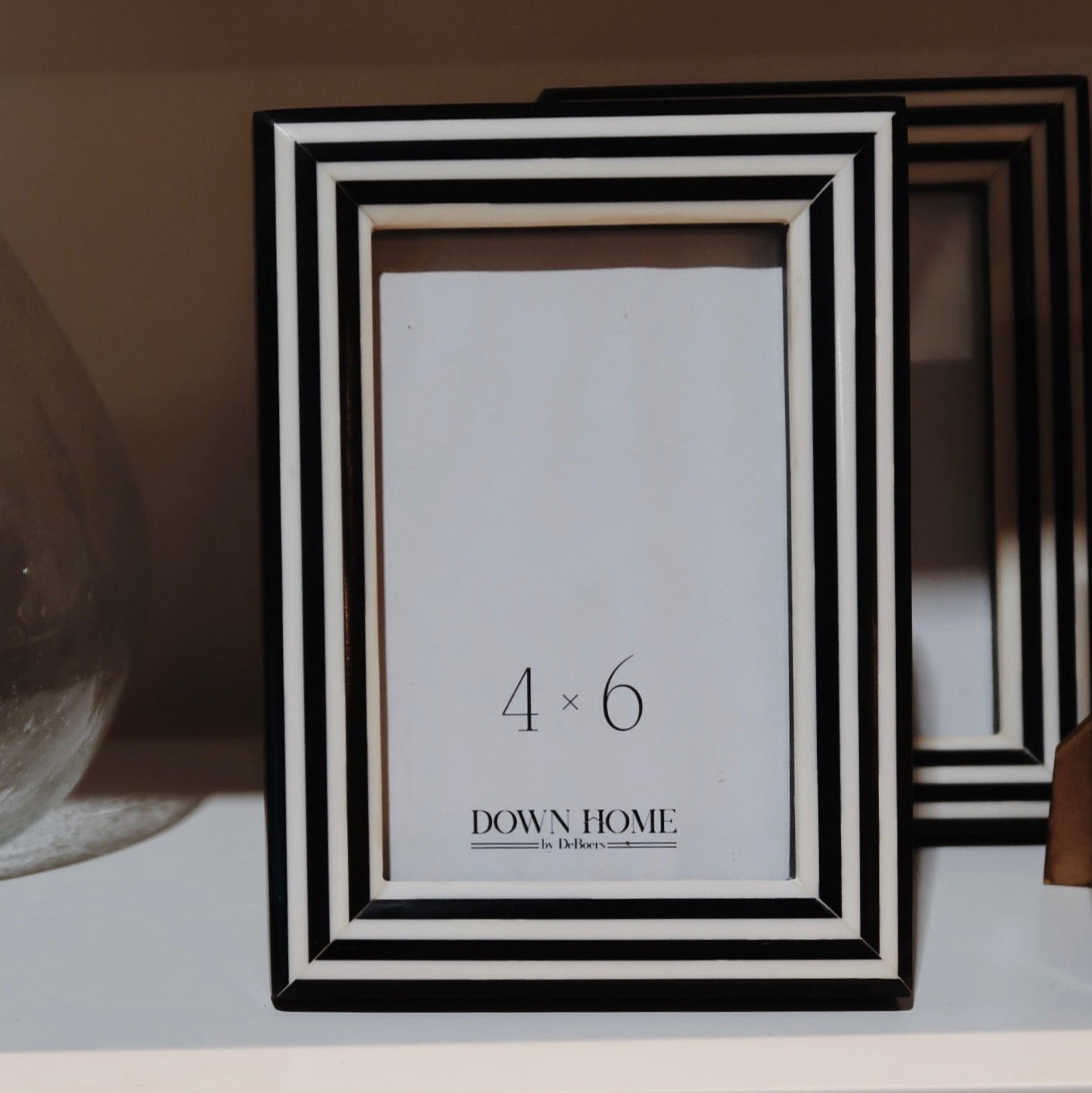 Black & White Striped Resin Photo Frame