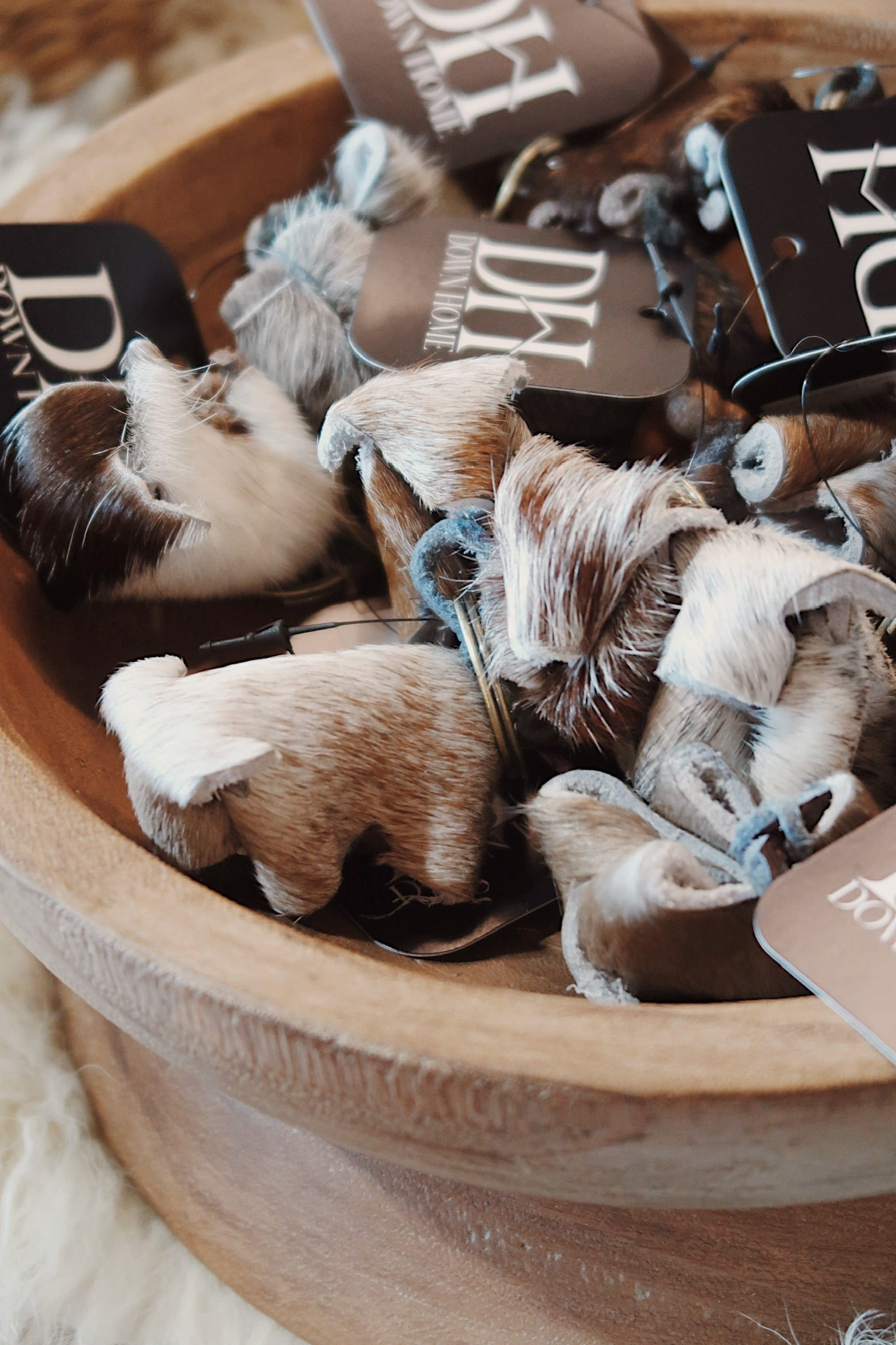 Cow-Shaped Genuine Cowhide Keychain