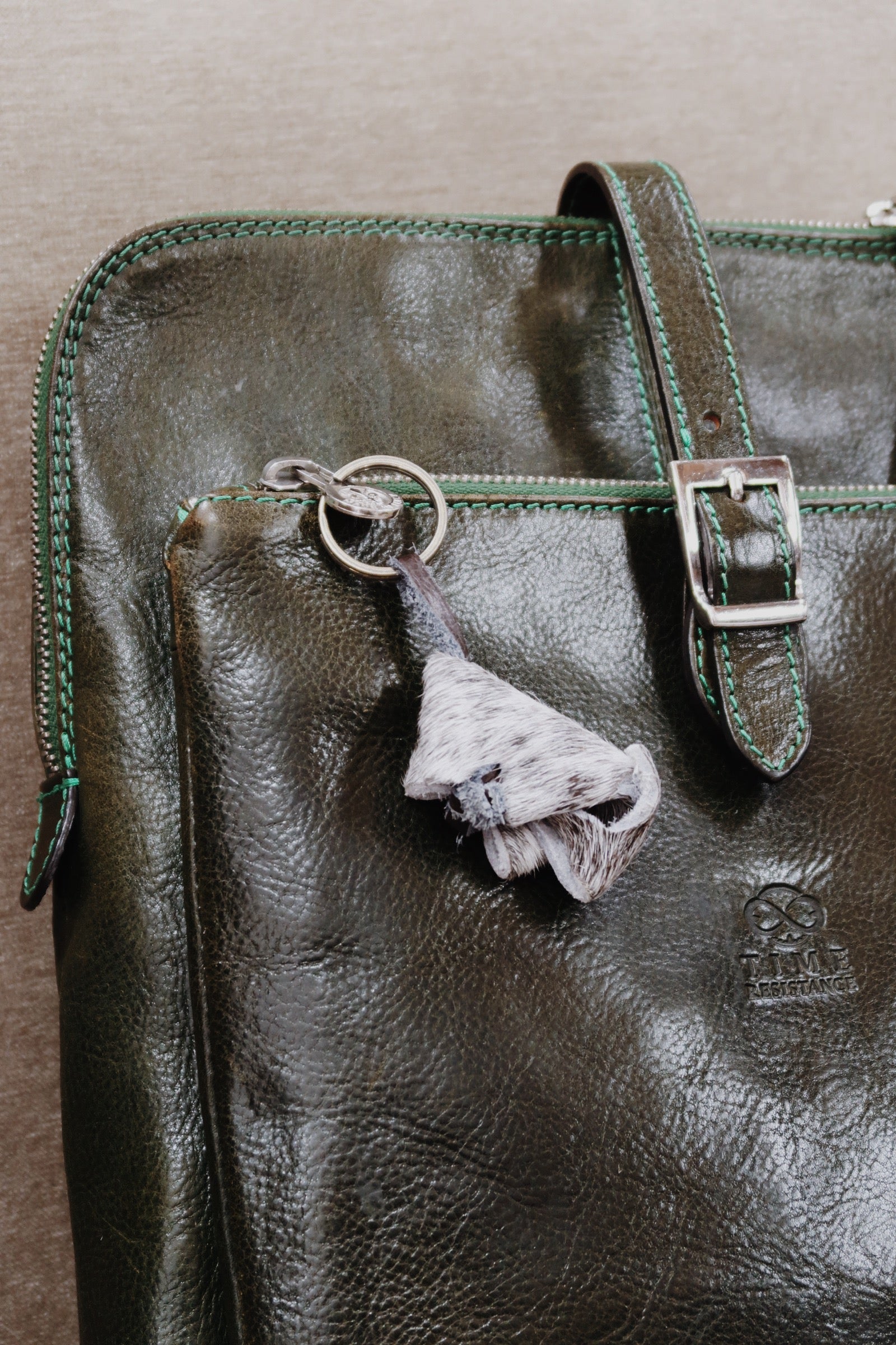 Cow-Shaped Genuine Cowhide Keychain