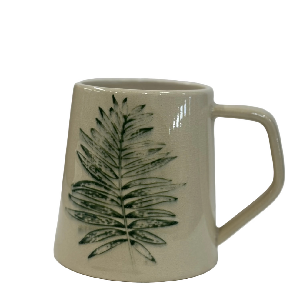 Handcrafted Leaf Stoneware Mug - 2 Styles