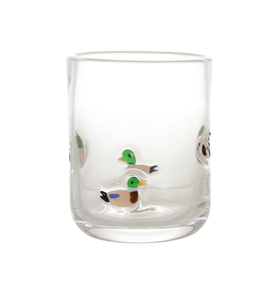 Embedded Mallard Duck Drinking Glass