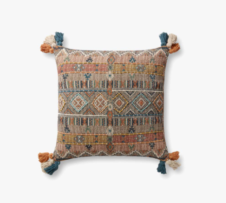 Triple Tassel Printed Accent Pillow