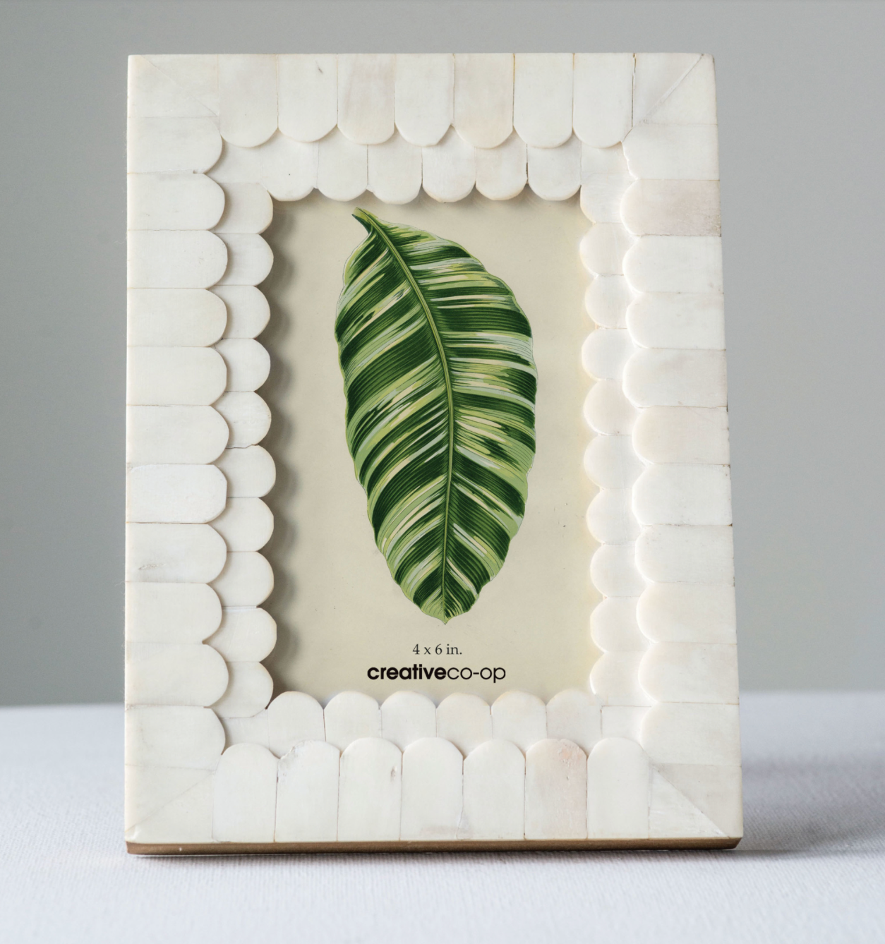 Scalloped White Bone Photo Frame