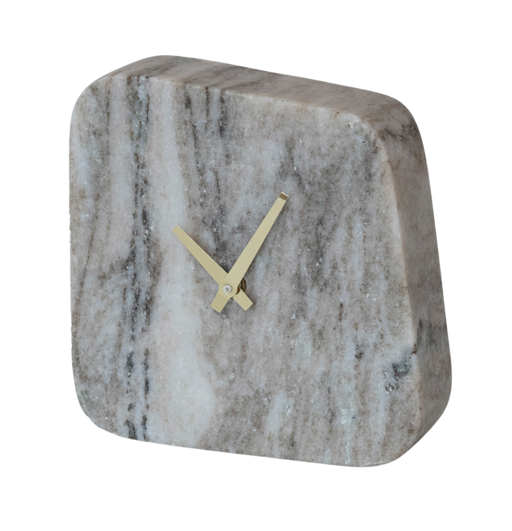 Buff Marble Organic Shape Table Clock