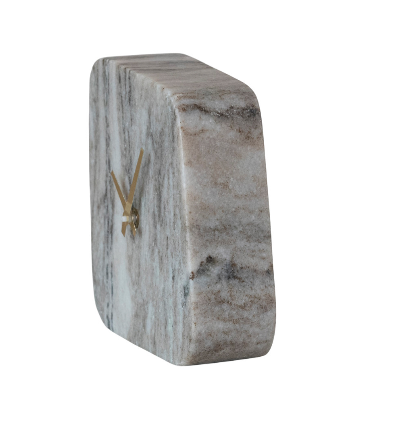 Buff Marble Organic Shape Table Clock