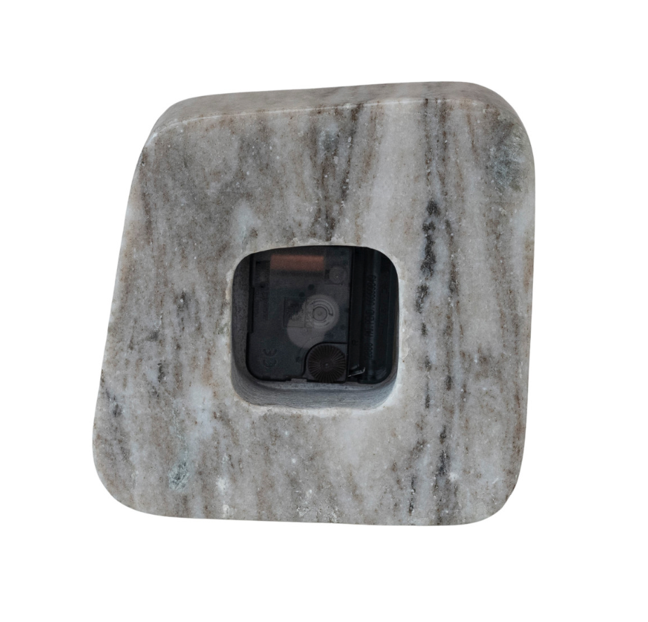 Buff Marble Organic Shape Table Clock