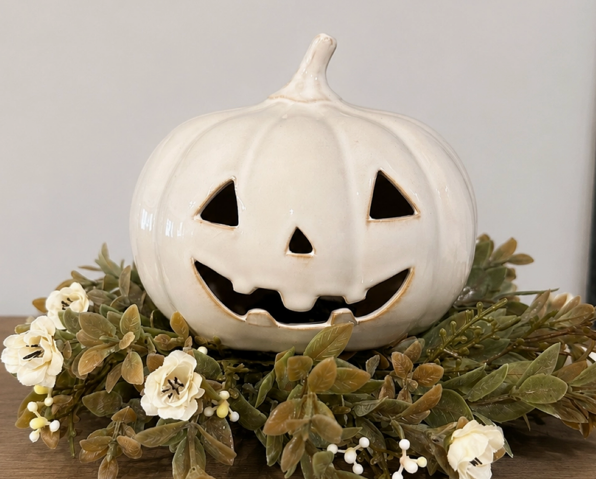 Ceramic Jack-O-Lantern Pumpkin- 2 Sizes