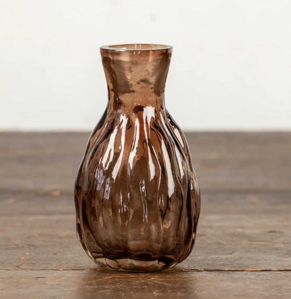 Amber Patterned Glass Budvase- 2 Styles