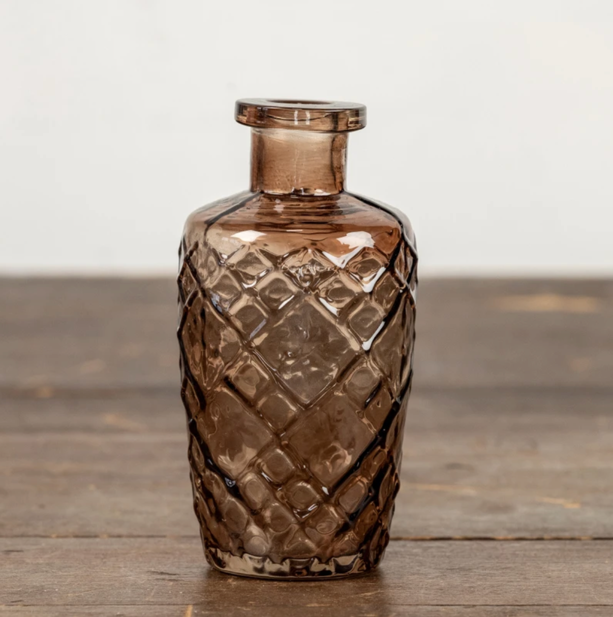 Amber Patterned Glass Budvase- 2 Styles