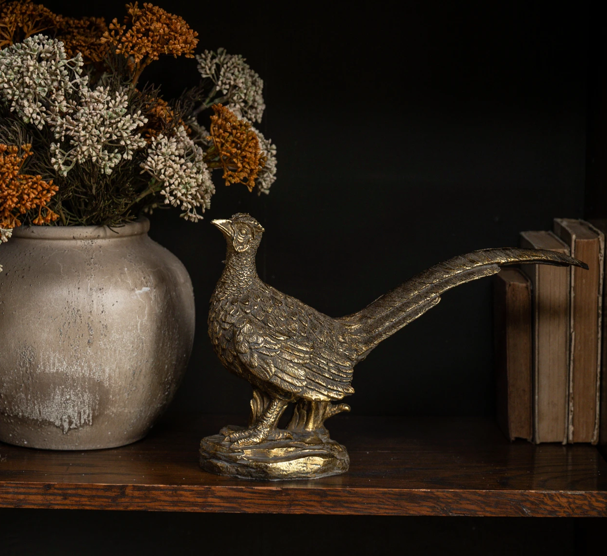 Antiqued Gold Pheasant Statuette