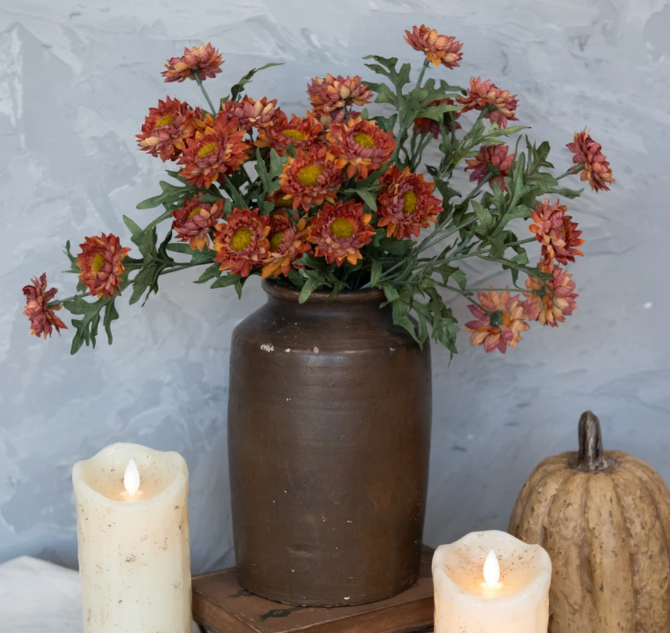 Burnt Orange Strawflower Pick