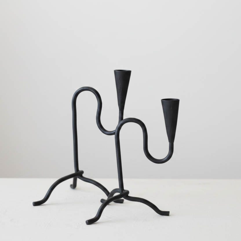 Winding Stem Iron Taper Candle Holder- 2 Sizes
