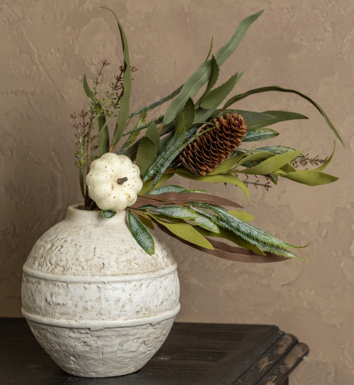 Cream Pumpkin and Foliage Pick