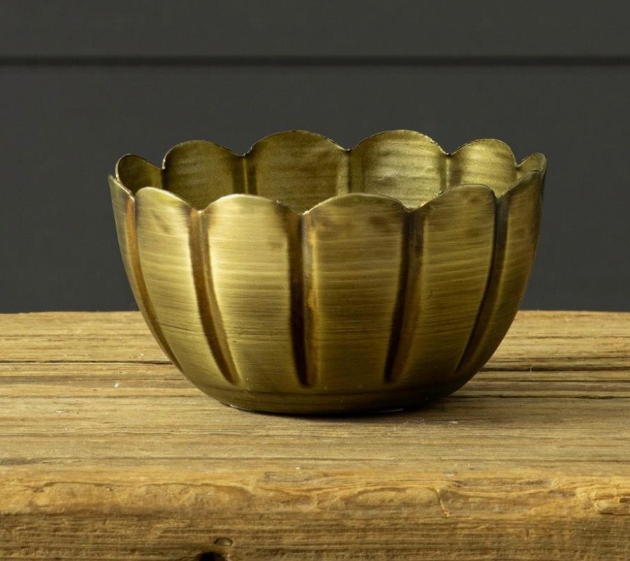 Scallop Edge Antiqued Brass Mini Bowl