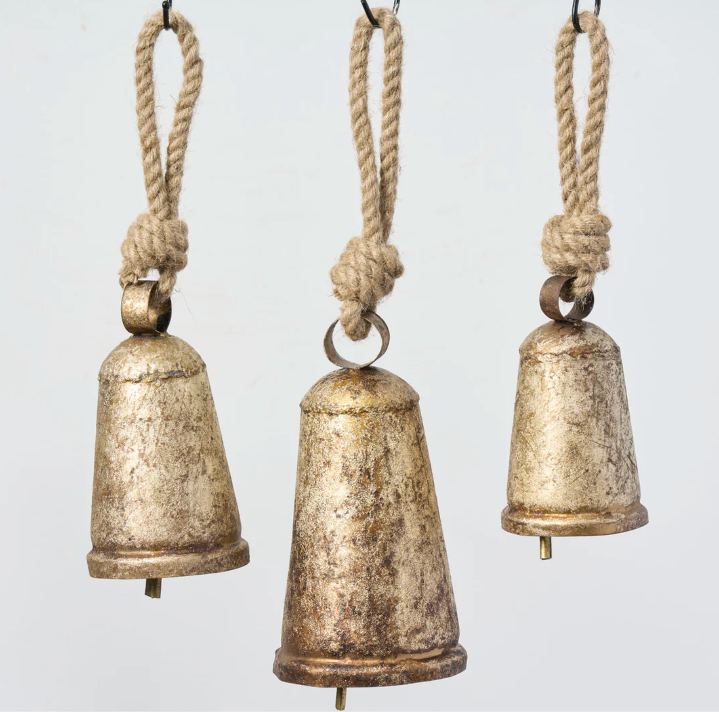 Metal Bell Ornament with Rope Tie - 3 Sizes