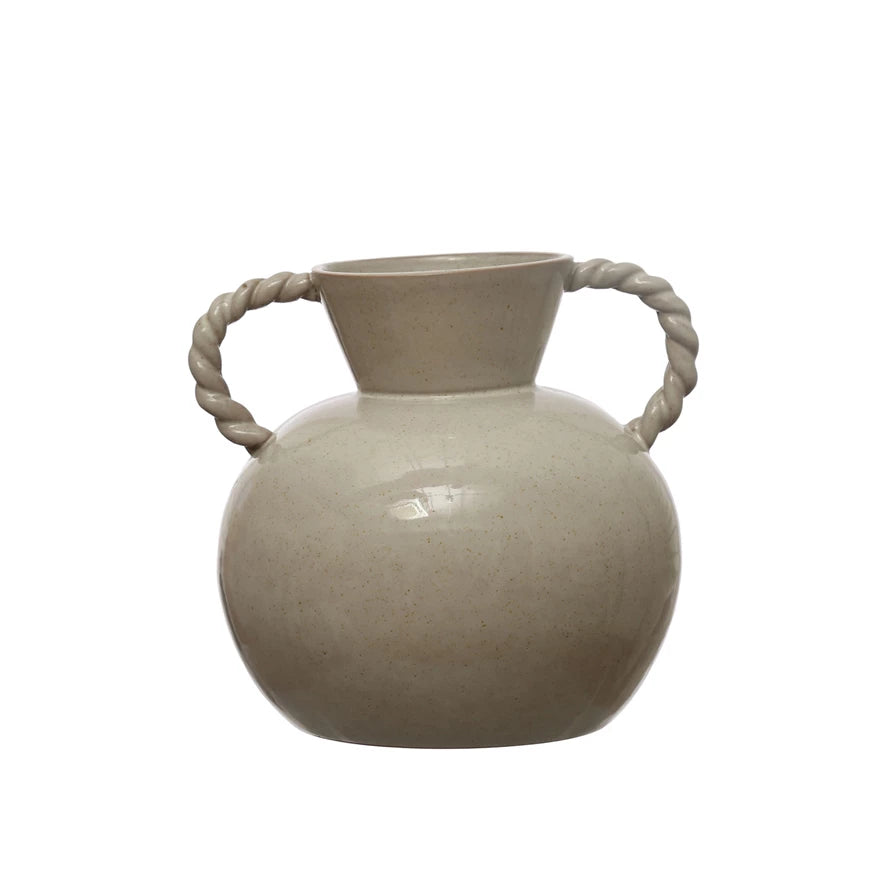 Twisted Handles Stoneware Vase