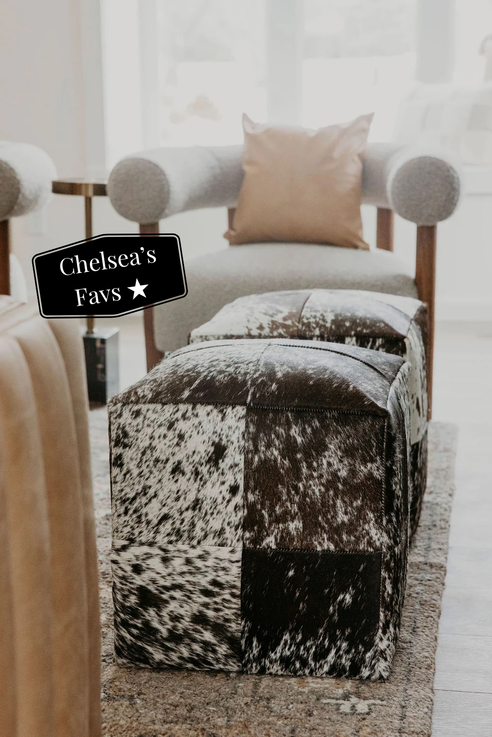 Natural Cowhide Poufs - 6 Colors