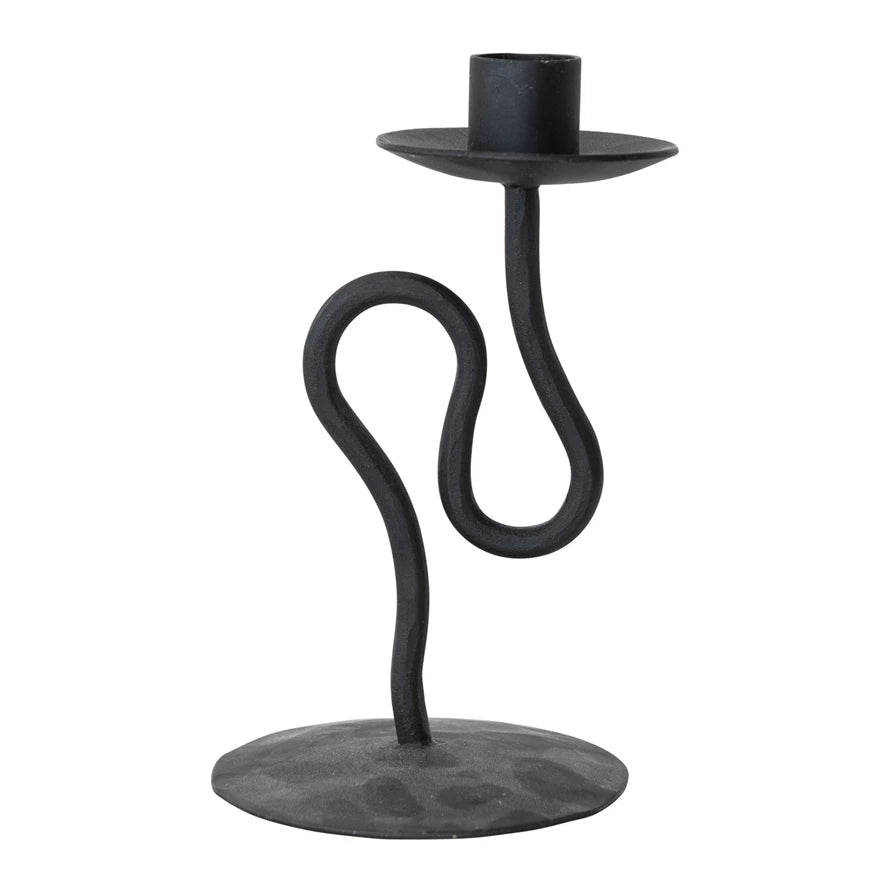 Hand-Forged Abstract Candlestick Holder