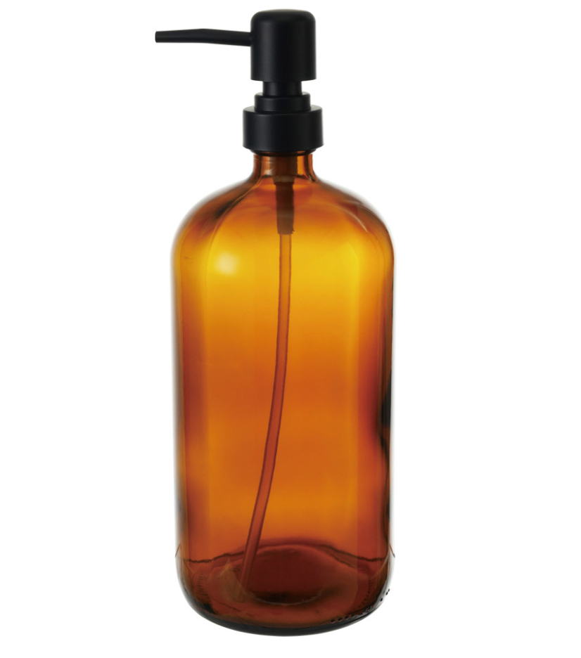 Amber Glass Soap Dispenser