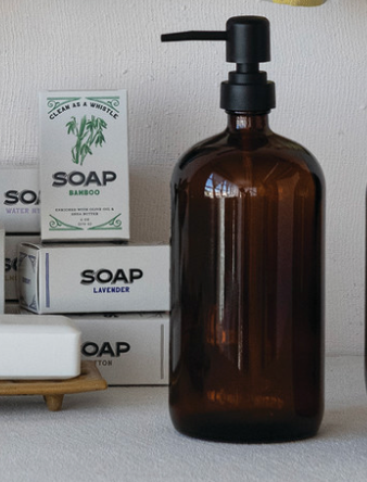 Amber Glass Soap Dispenser
