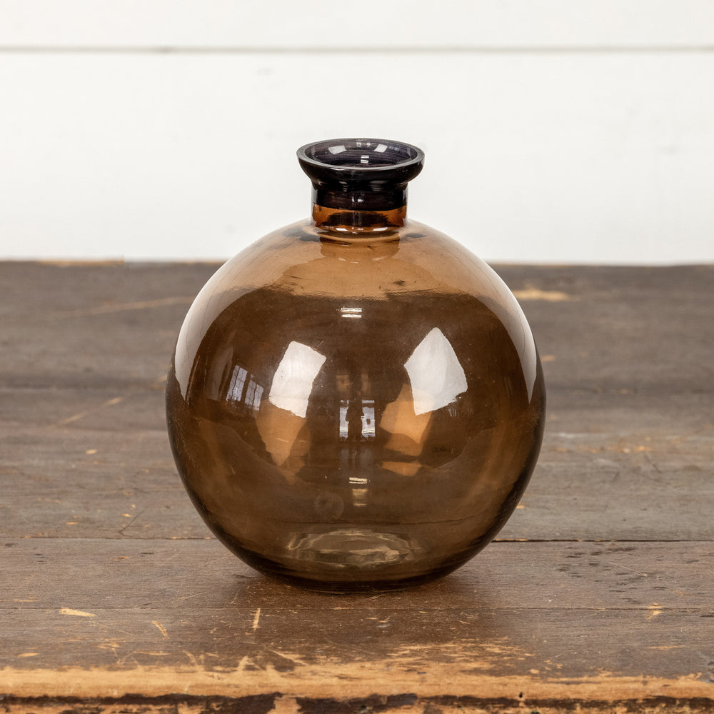 Round Amber Glass Vase