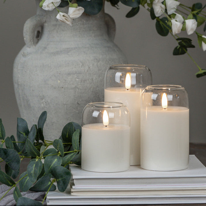 3D Flame Arched Glass Candle - 2 Colors/3 Sizes