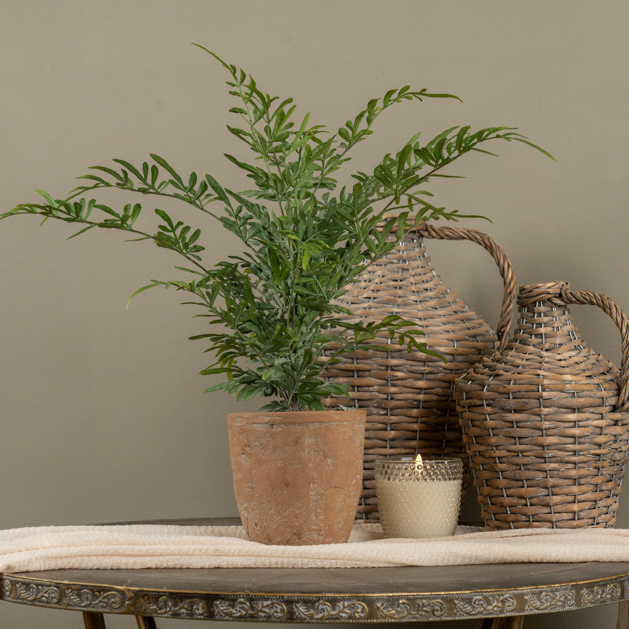 Heavenly Bamboo in Rustic Pot