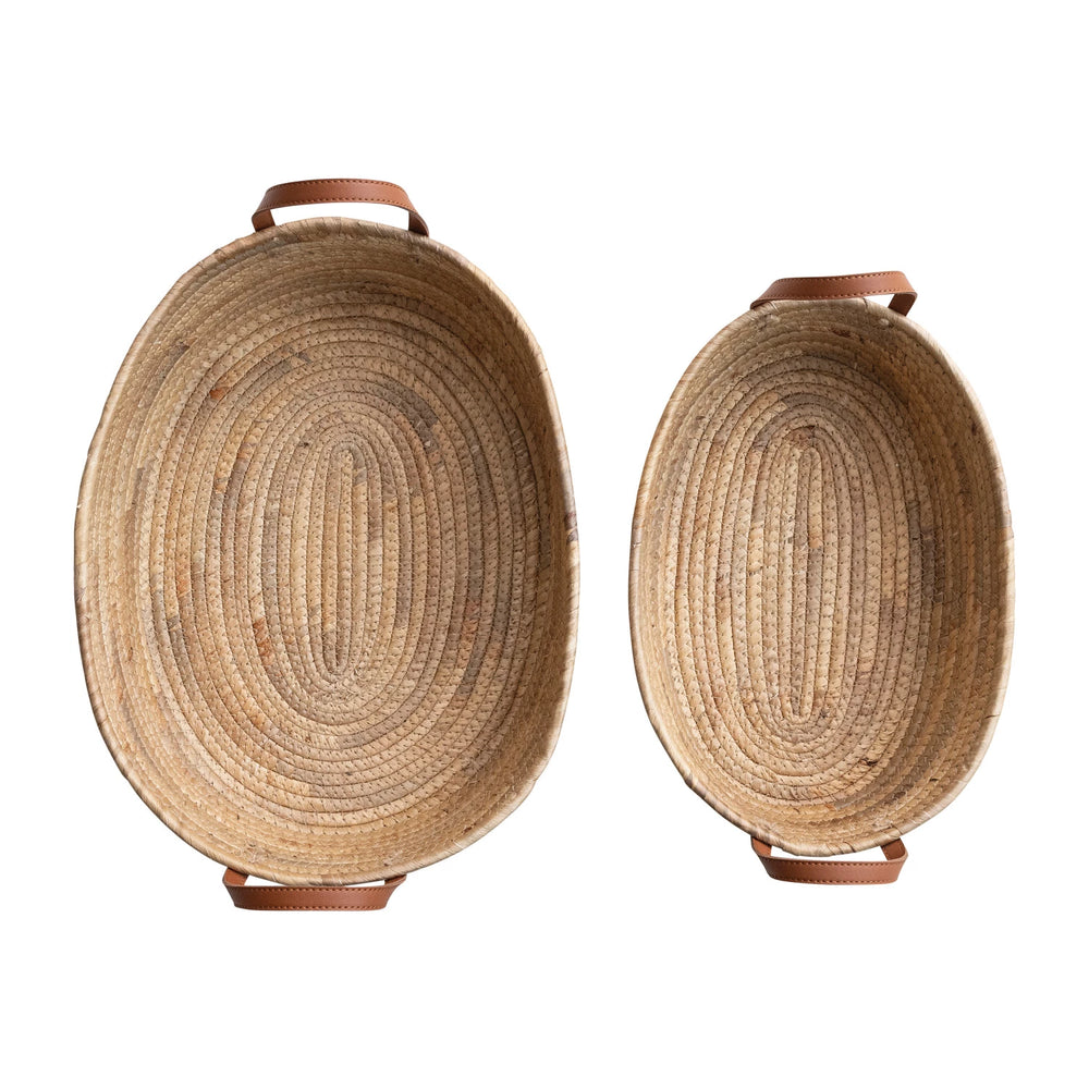 Handwoven Oval Seagrass Basket with Handles - 2 Sizes