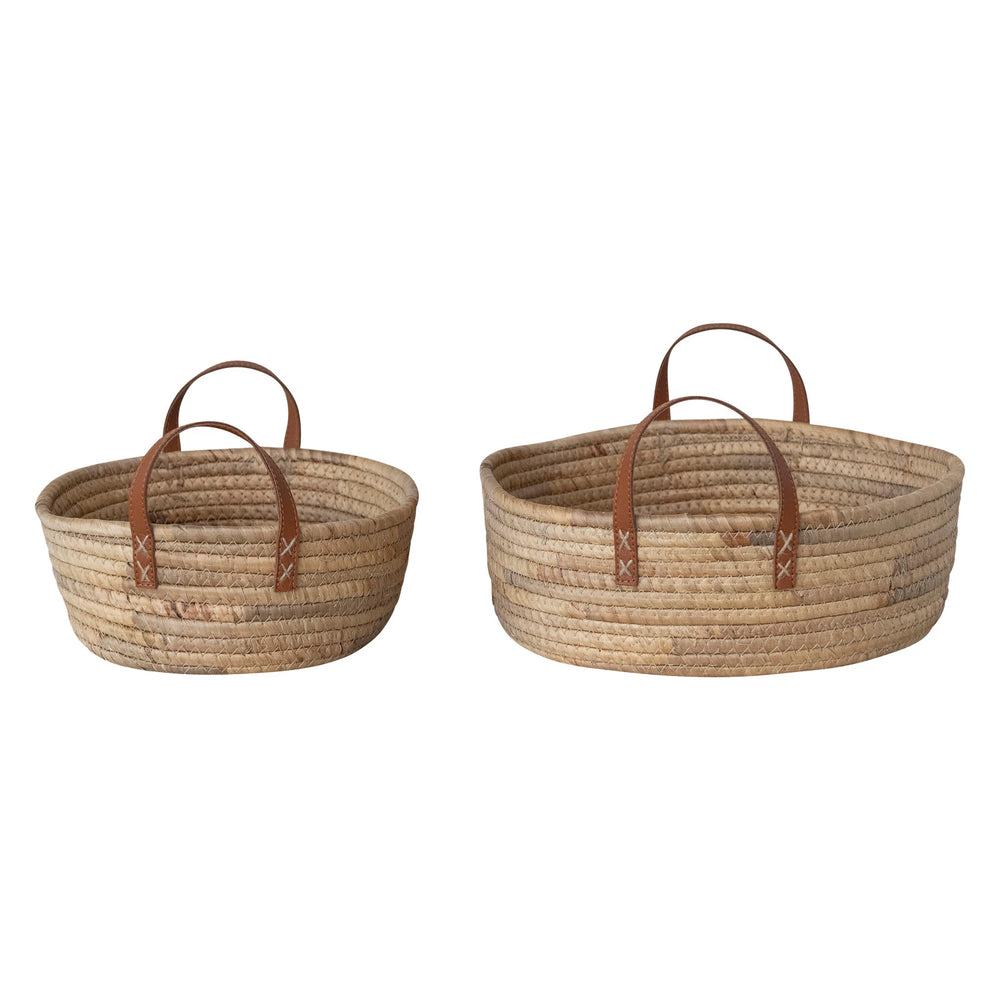 Oval Handwoven Seagrass Basket with Handles - 2 Sizes