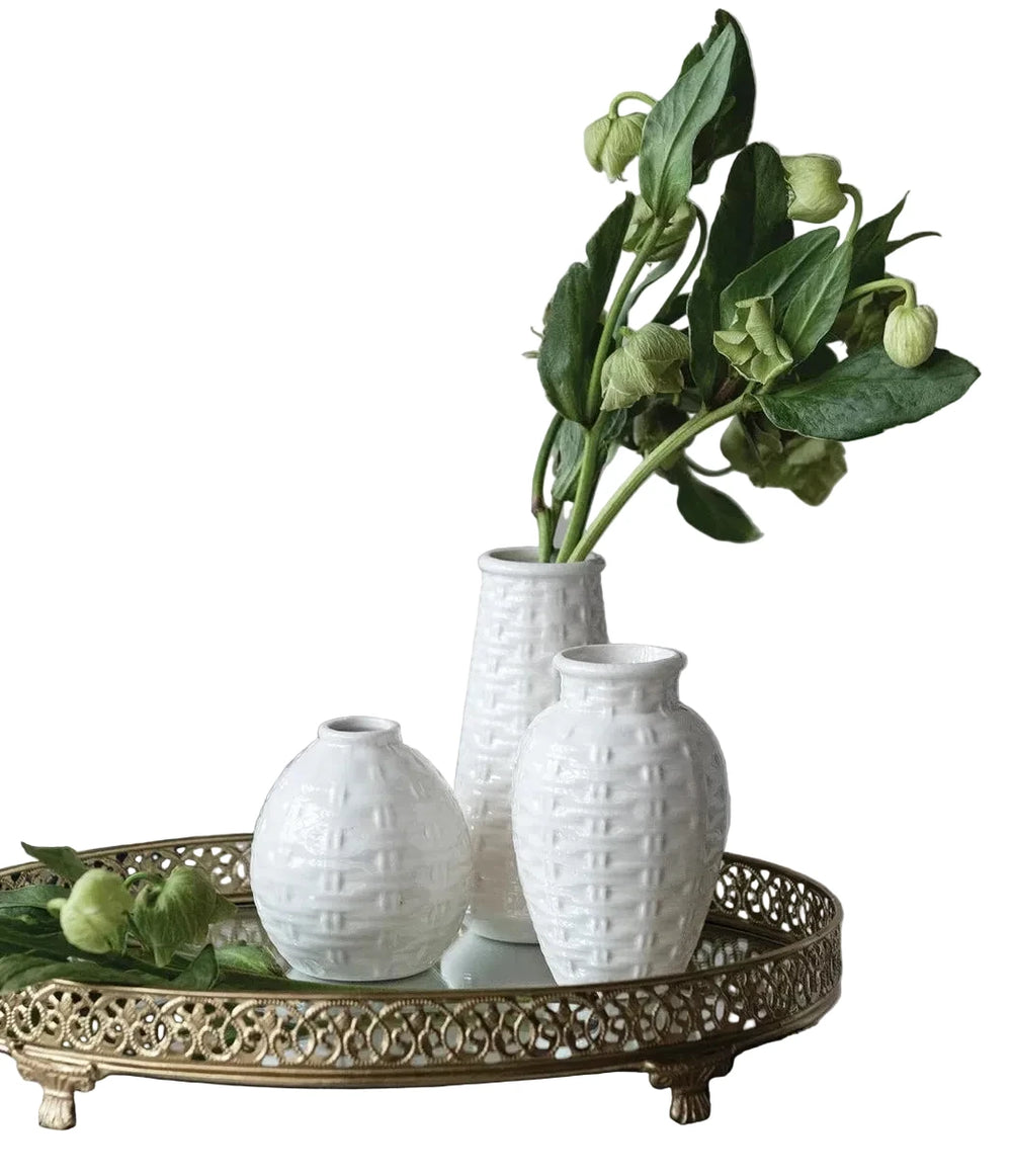 Basket Weave Stoneware Budvase - 3 Sizes