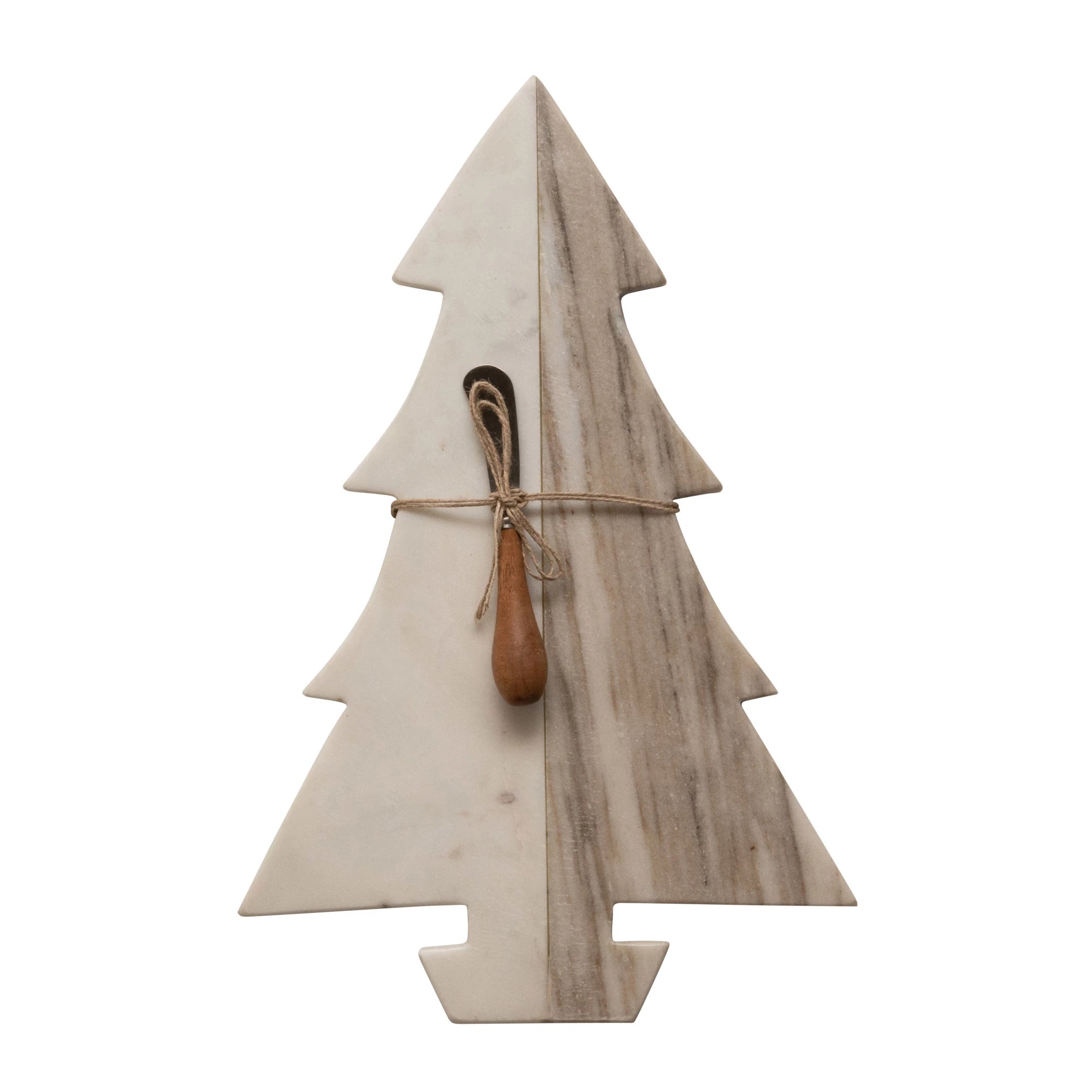Two-Toned Marble Tree Shaped Serving Board + Knife
