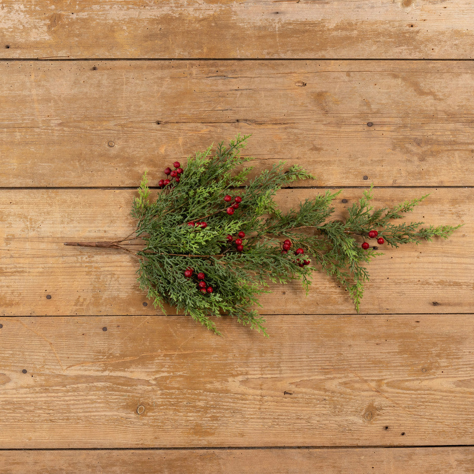 Cedar & Red Berries Draping Bush