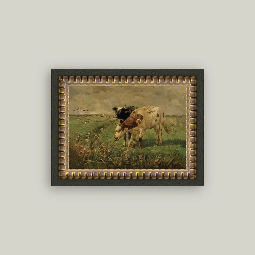 Black & Brown Cows Framed Art