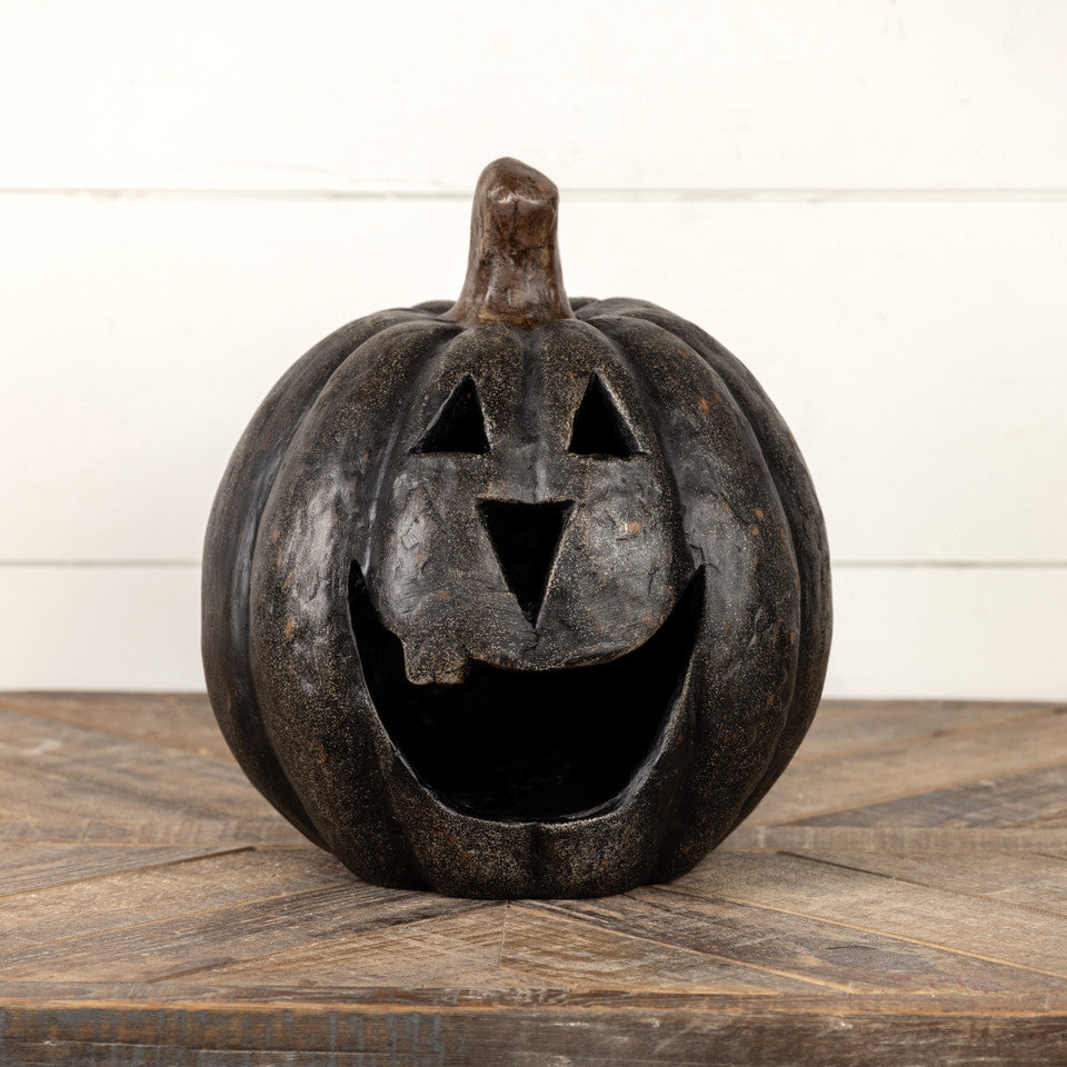 Rustic Black Jack-O-Lantern - 2 Sizes