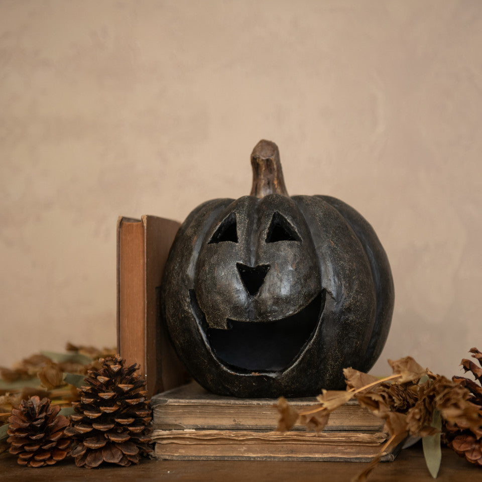 Rustic Black Jack-O-Lantern - 2 Sizes