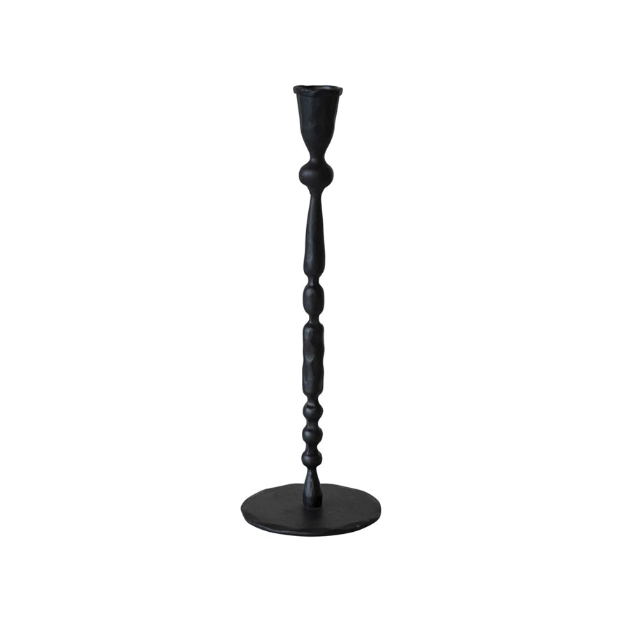 Slender Cast Iron Taper Holder w/ Ridges - 2 Sizes